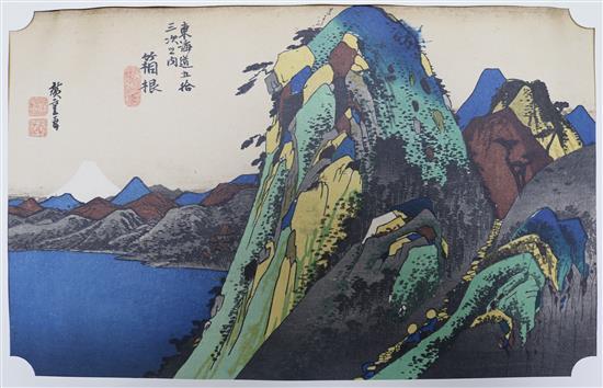 A Folio of 3 Hiroshige Prints from The fifty three stages of Tokaido